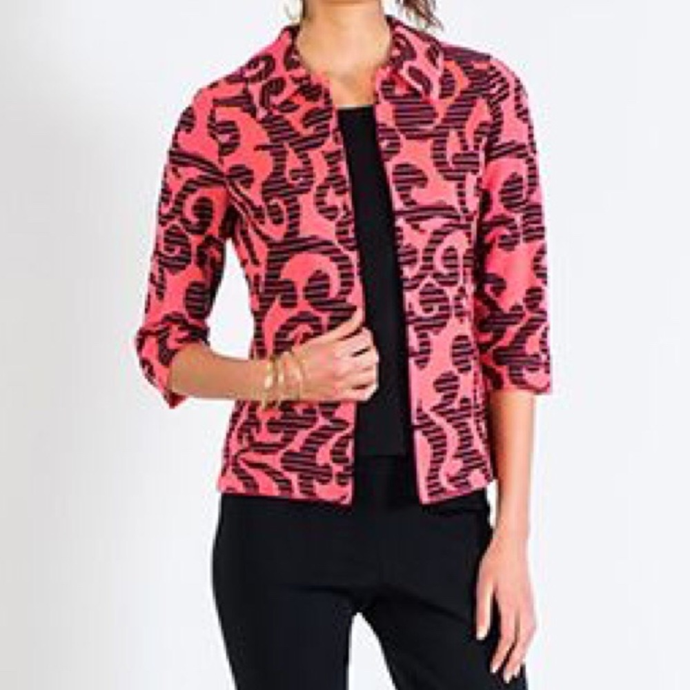 Ming Wang Pink & Black Blazer 2X